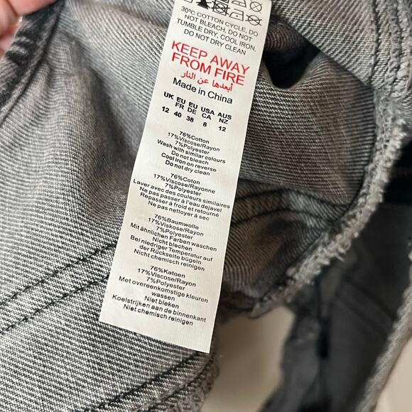 Pretty Little Thing Washed Gray Dip Hem Bust Cup Denim Corset 8 - Picture 8 of 9